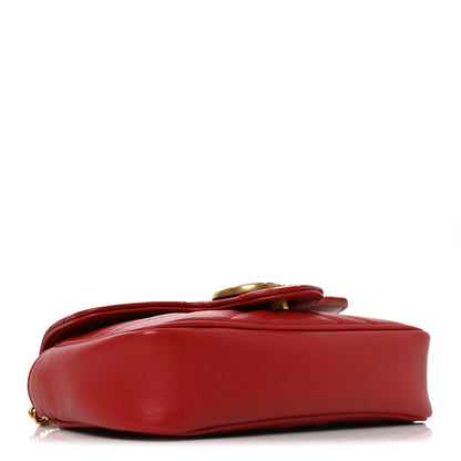 Gucci Calfskin Matelasse Super Mini GG Marmont Shoulder Bag Hibiscus Red 4 of 11