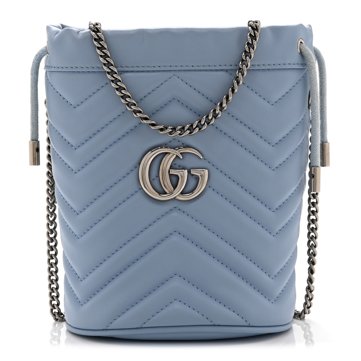 Gucci Calfskin Matelasse Mini GG Marmont 2.0 Bucket Bag Porcelain Light Blue 1 of 10