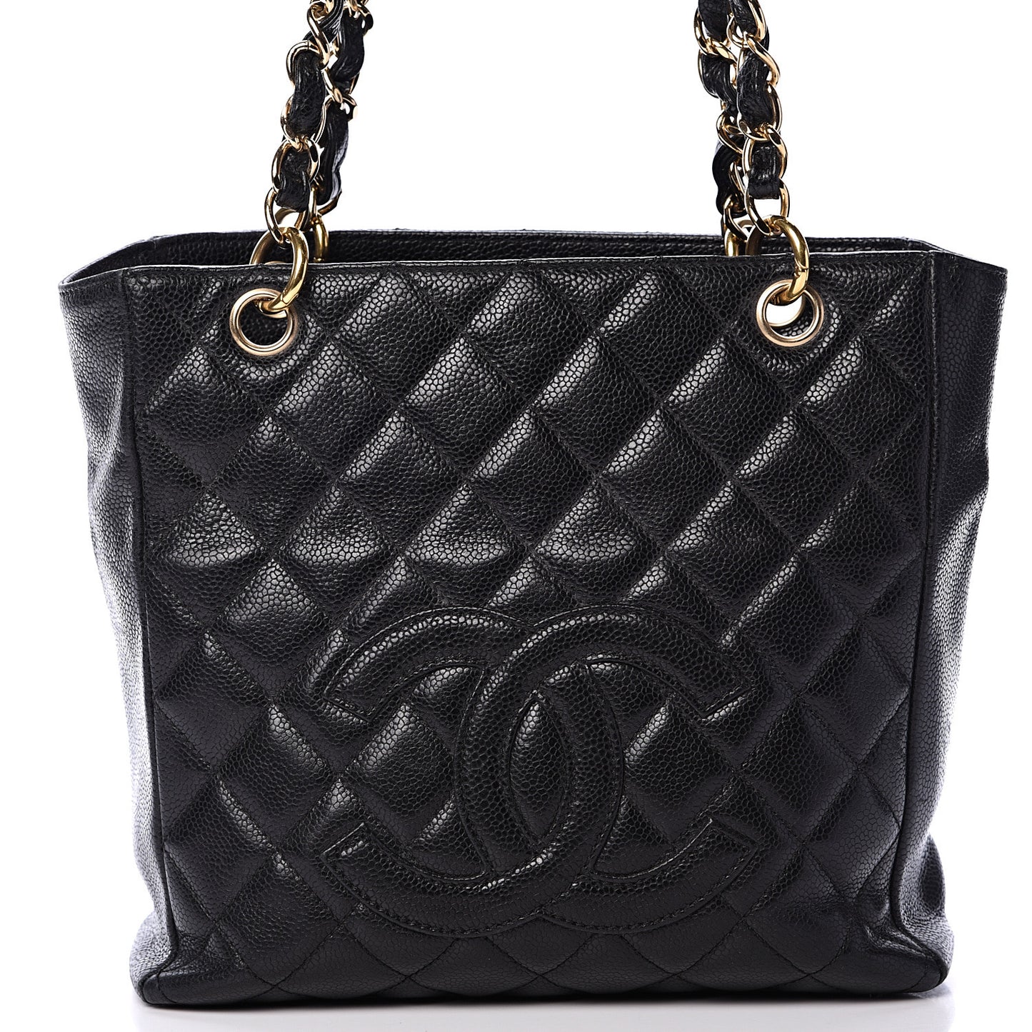 Caviar Quilted Petit Shopping Tote PST Black