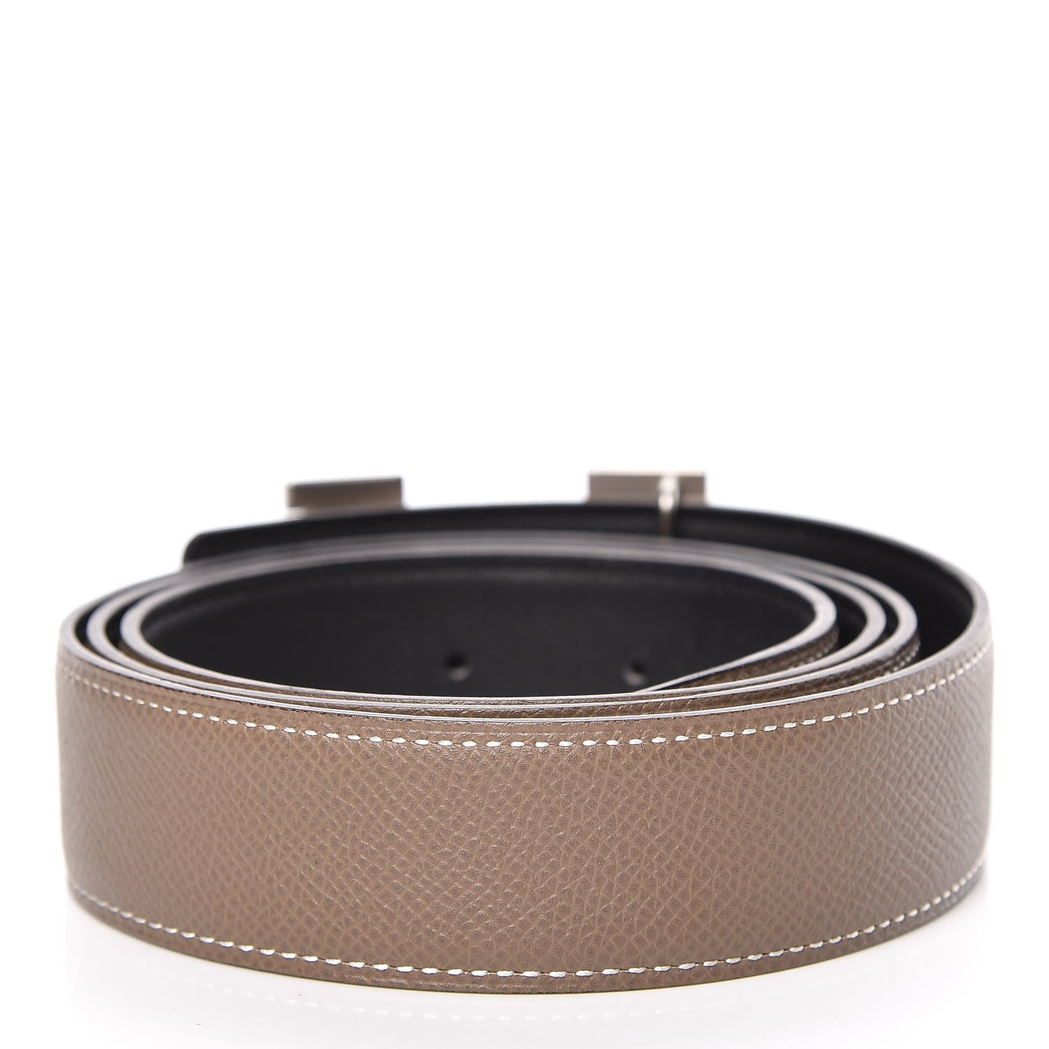 Hermes Swift Epsom 32mm Martelee H Belt 100 Black Etoupe 3 of 6