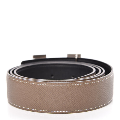 Hermes Swift Epsom 32mm Martelee H Belt 100 Black Etoupe 3 of 6