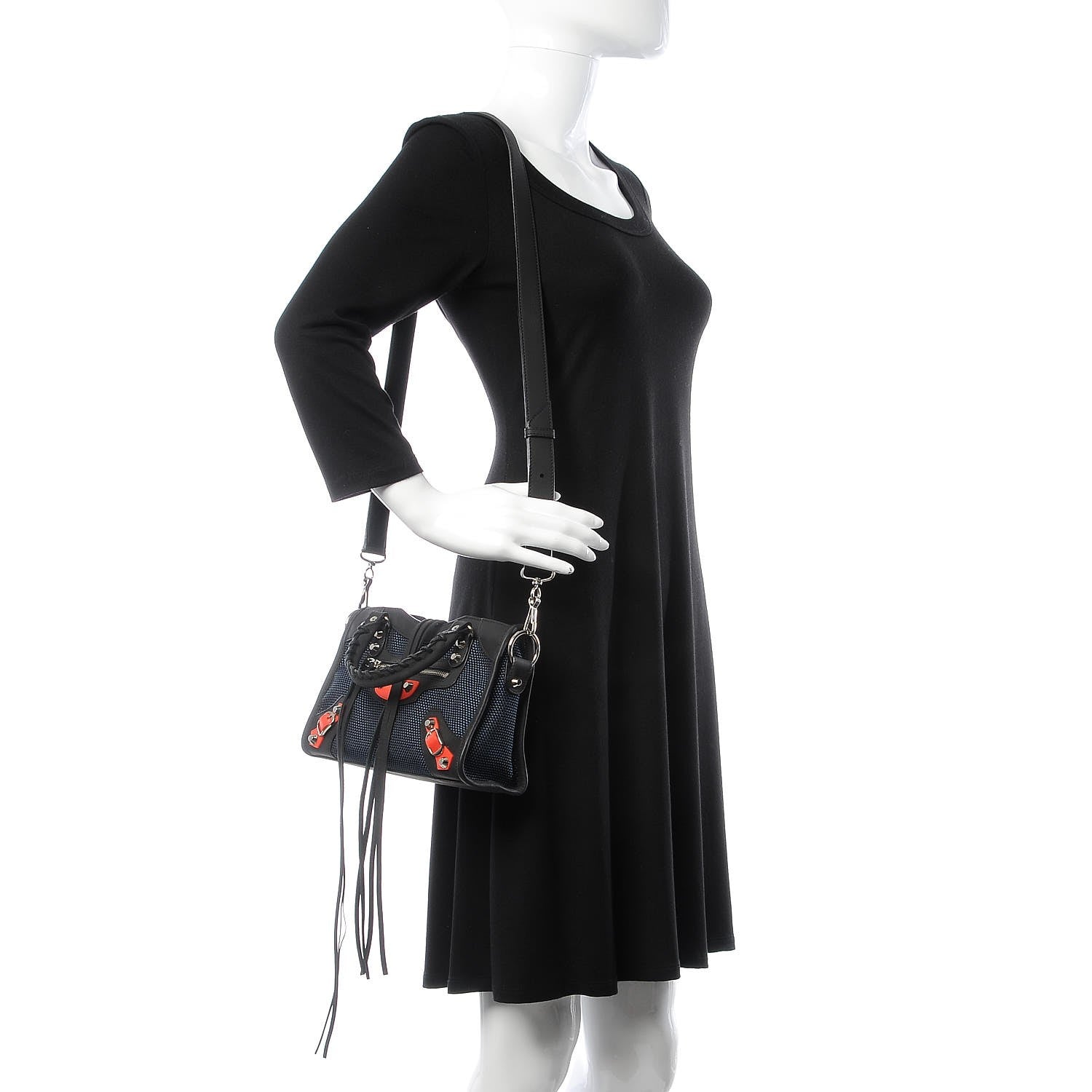 Balenciaga Mesh Arena Classic Silver Hardware Mini City Black Navy Orange 3 of 8