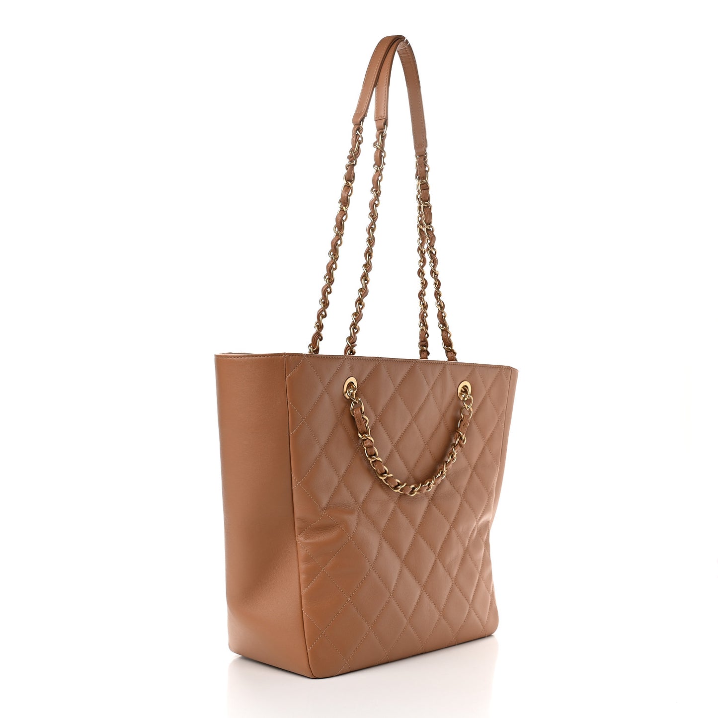Calfskin Stitched Large Shopping Bag Brown