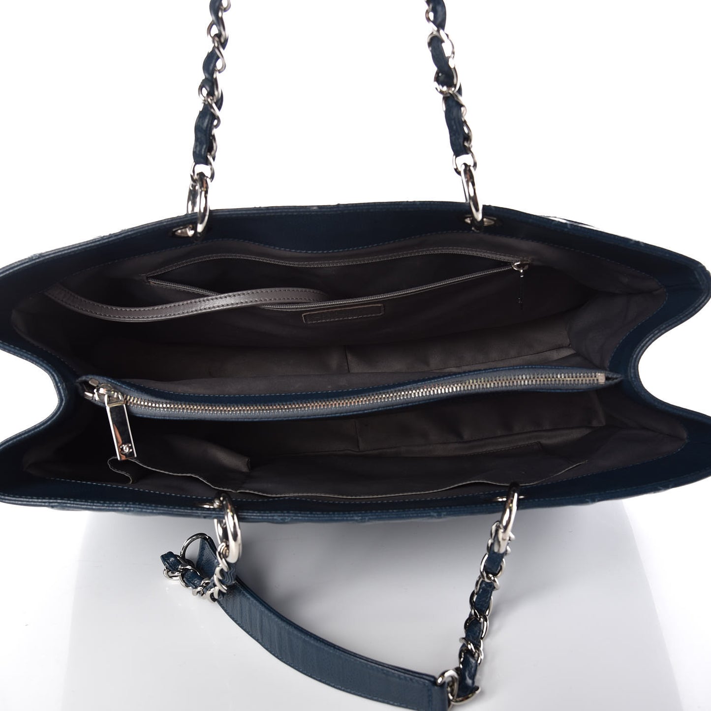 Caviar Quilted XL Grand Shopping Tote GST Navy Blue