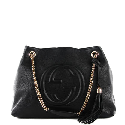 Gucci Pebbled Calfskin Medium Soho Chain Shoulder Bag Black 1 of 7