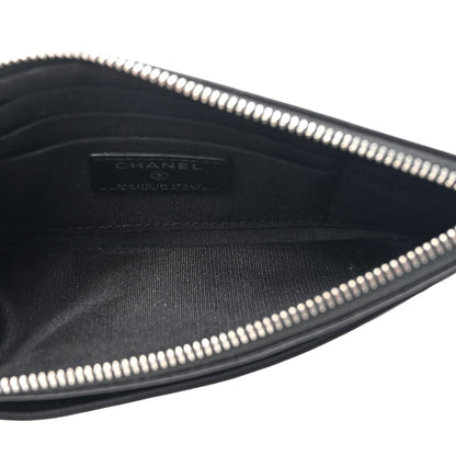 Chanel Lambskin Camellia Embossed Classic Zip Pouch Black 5 of 10