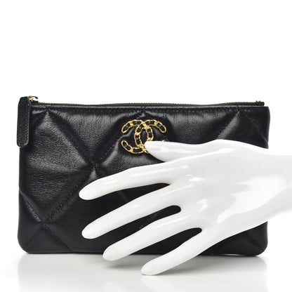 Chanel Shiny Goatskin Quilted Small 19 Pouch Black 2 of 9