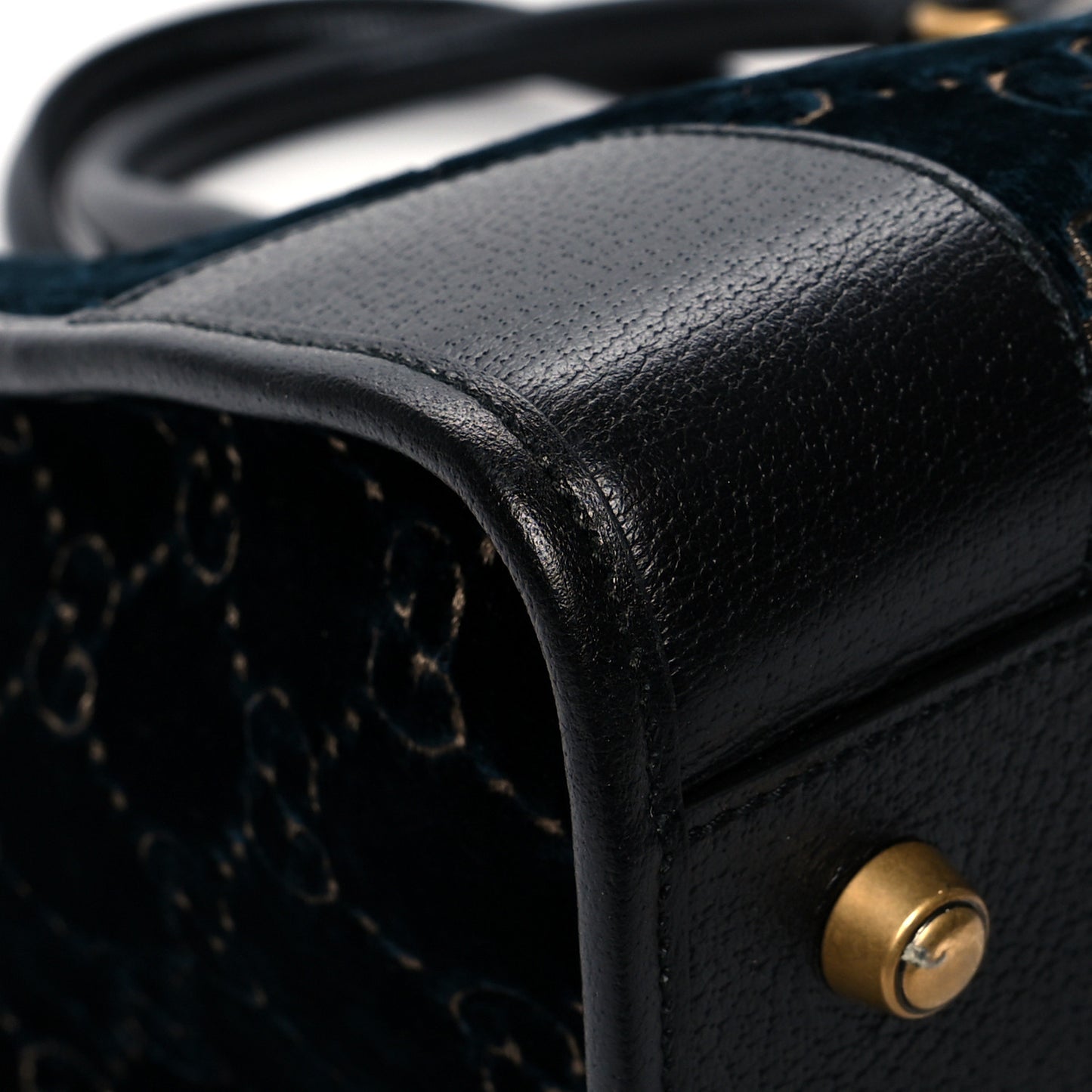 Velvet GG Monogram Textured Calfskin Web Medium Duffle Bag Blue Beige Black