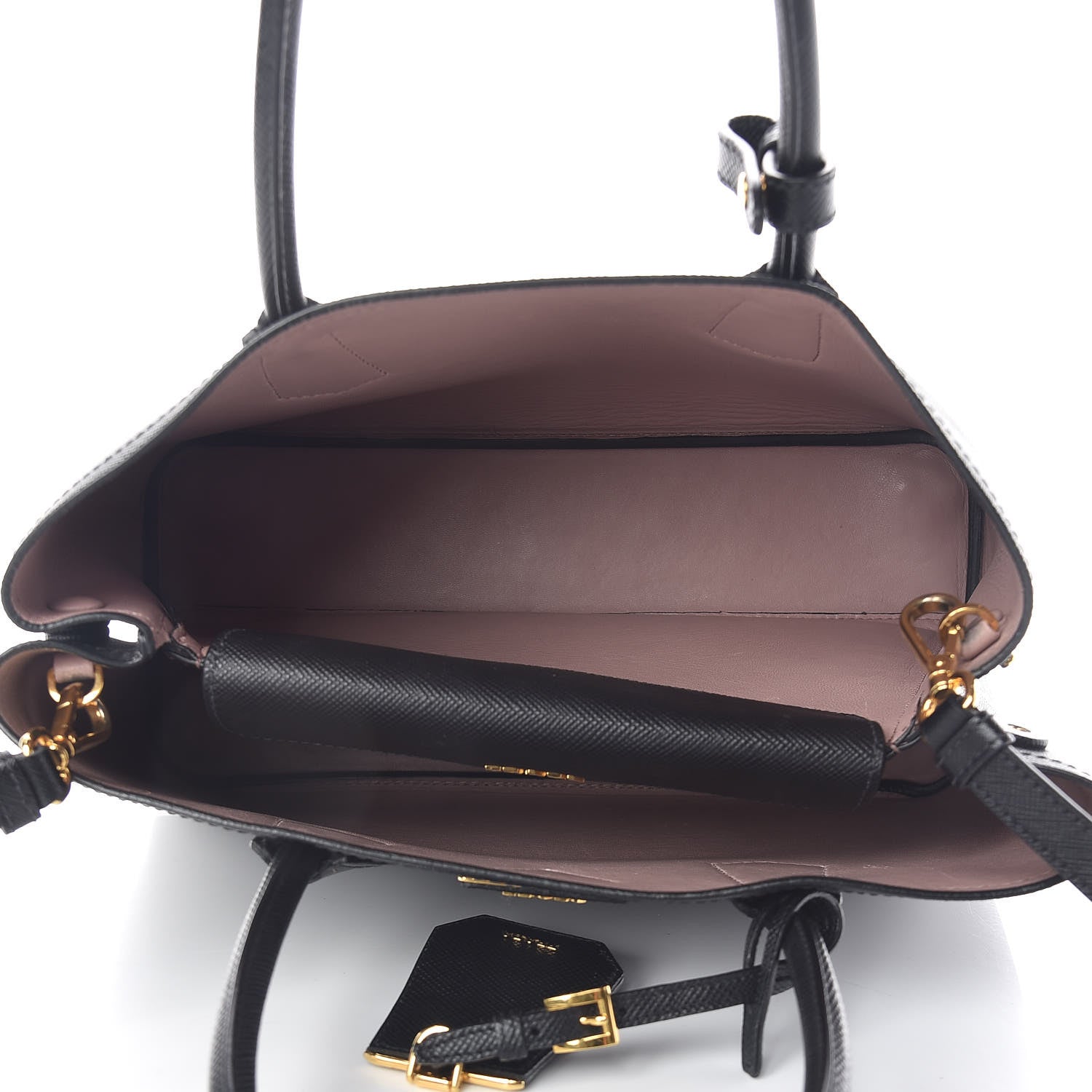 Prada Saffiano Cuir Medium Double Bag Black Mughetto 5 of 14