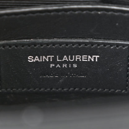 Saint Laurent Calfskin Crocodile Embossed Small Classic Monogram Kate Tassel Satchel Black 7 of 14