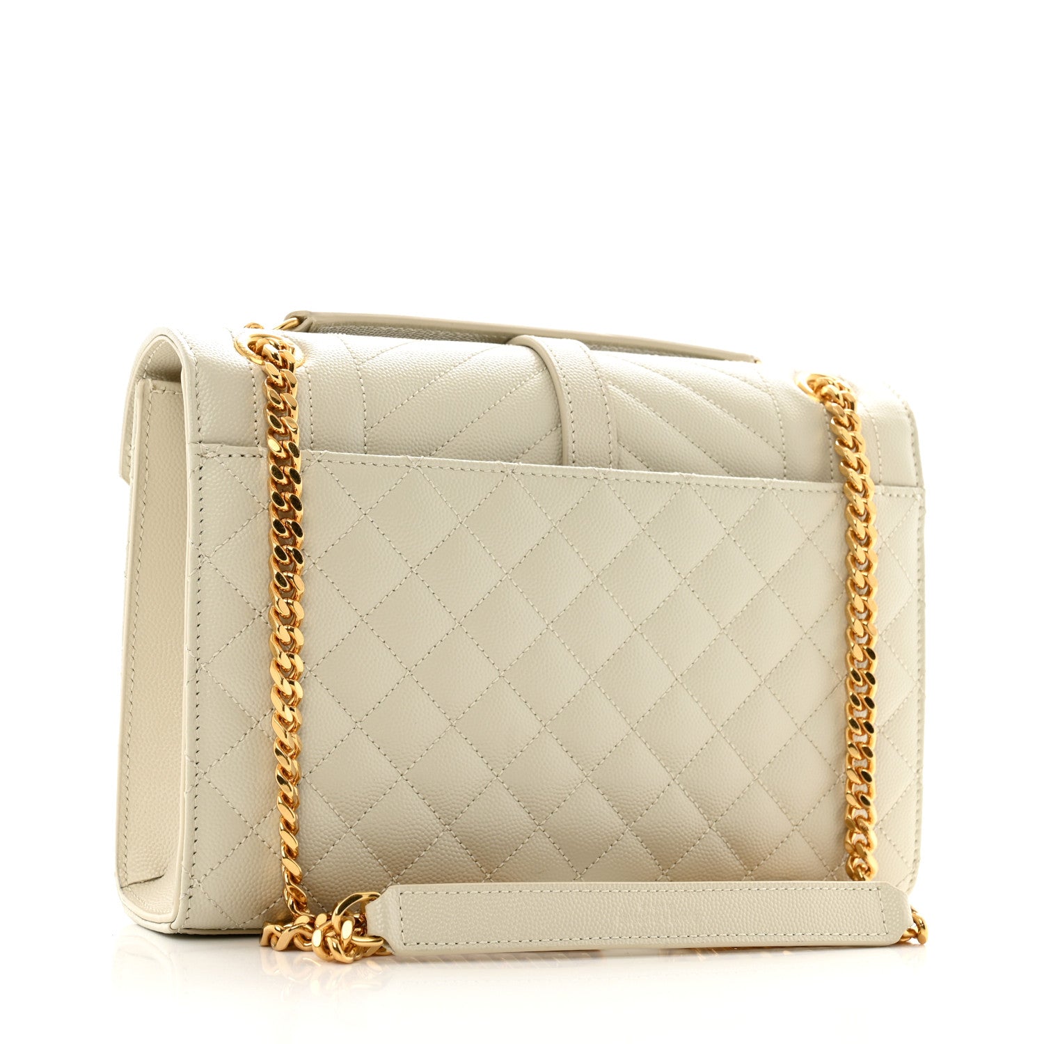 Saint Laurent Grain De Poudre Textured Mixed Matelasse Medium Triquilt Monogram Satchel Crema Soft 3 of 12