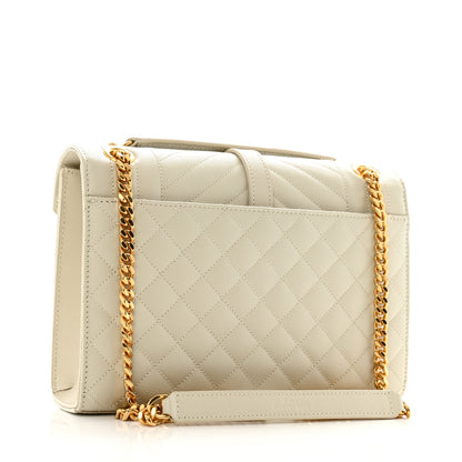 Saint Laurent Grain De Poudre Textured Mixed Matelasse Medium Triquilt Monogram Satchel Crema Soft 3 of 12
