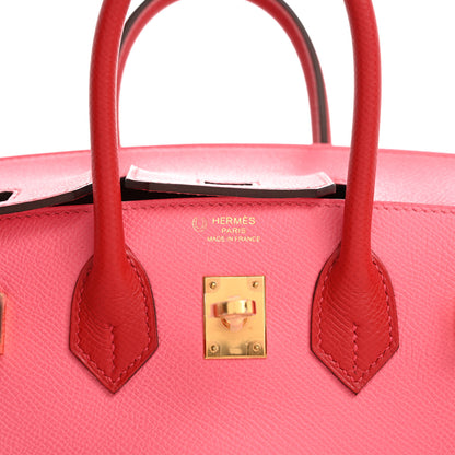 Hermes Epsom Horseshoe Birkin 25 Rose Azalee Rouge Casaque 6 of 11
