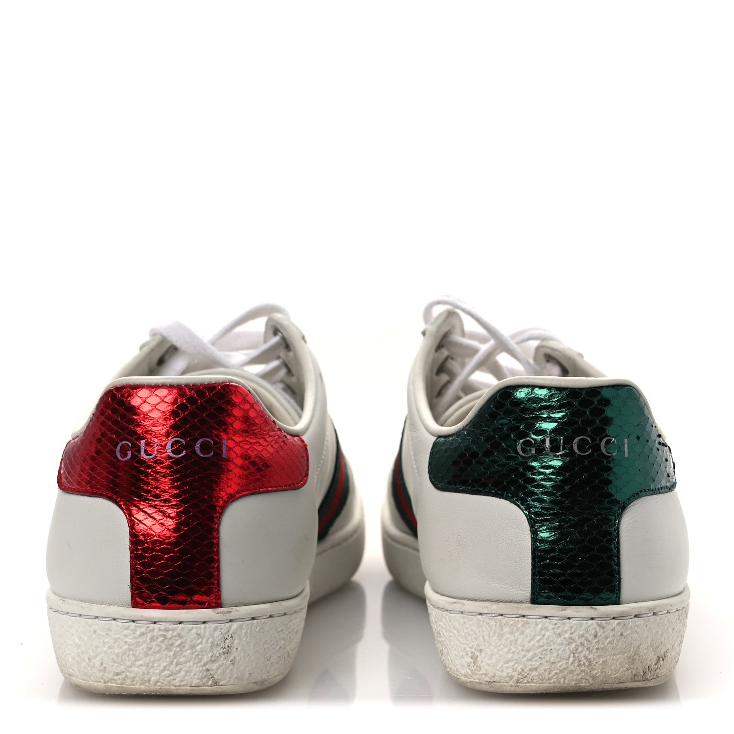Gucci Calfskin Ayers Bee Embroidered Womens Ace Sneakers 36 White Green 6 of 14