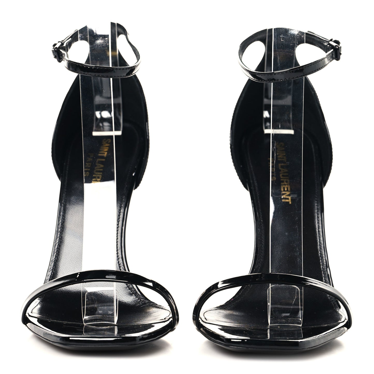 Patent Calfskin Opyum 110 Sandals 37.5 Black Gold