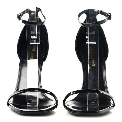 Saint Laurent Patent Calfskin Opyum 110 Sandals 37.5 Black Gold 3 of 9