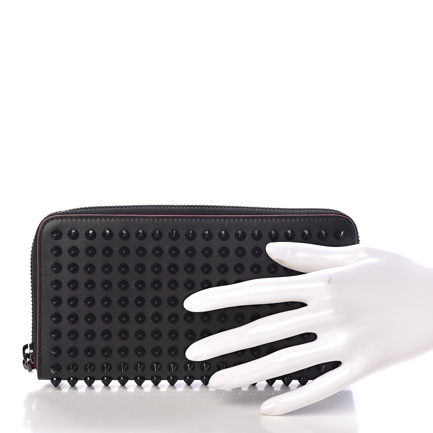Christian Louboutin Calfskin Panettone Spiked Zip Around Wallet Black 2 of 6