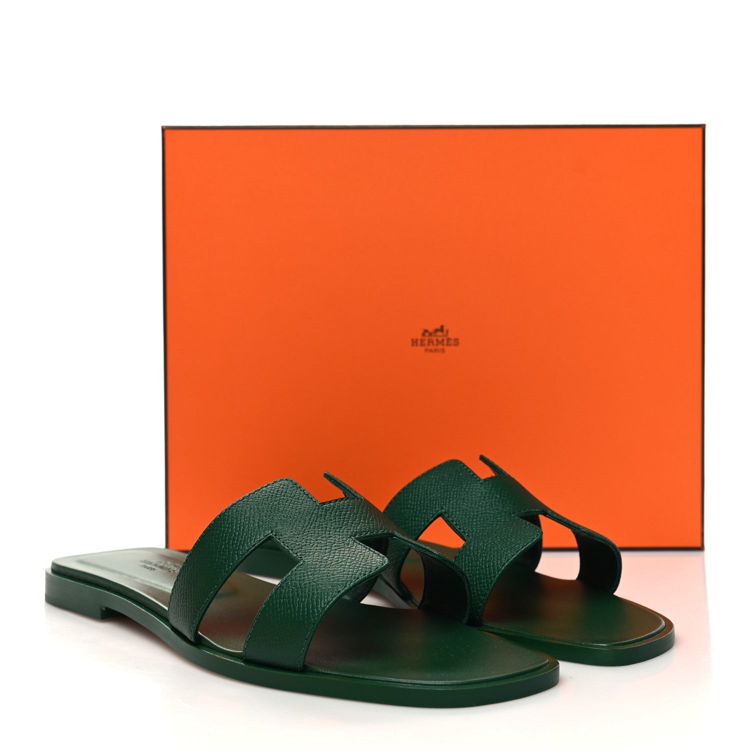 Hermes Epsom Oran Sandals 38.5 Vert Cactus 9 of 9