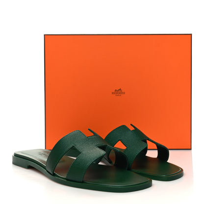 Hermes Epsom Oran Sandals 38.5 Vert Cactus 9 of 9