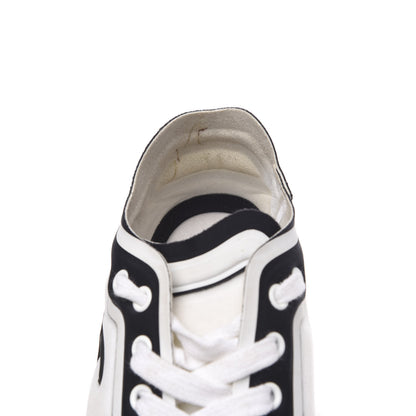 Chanel Lycra Womens CC Sneakers 36.5 White Black 8 of 8