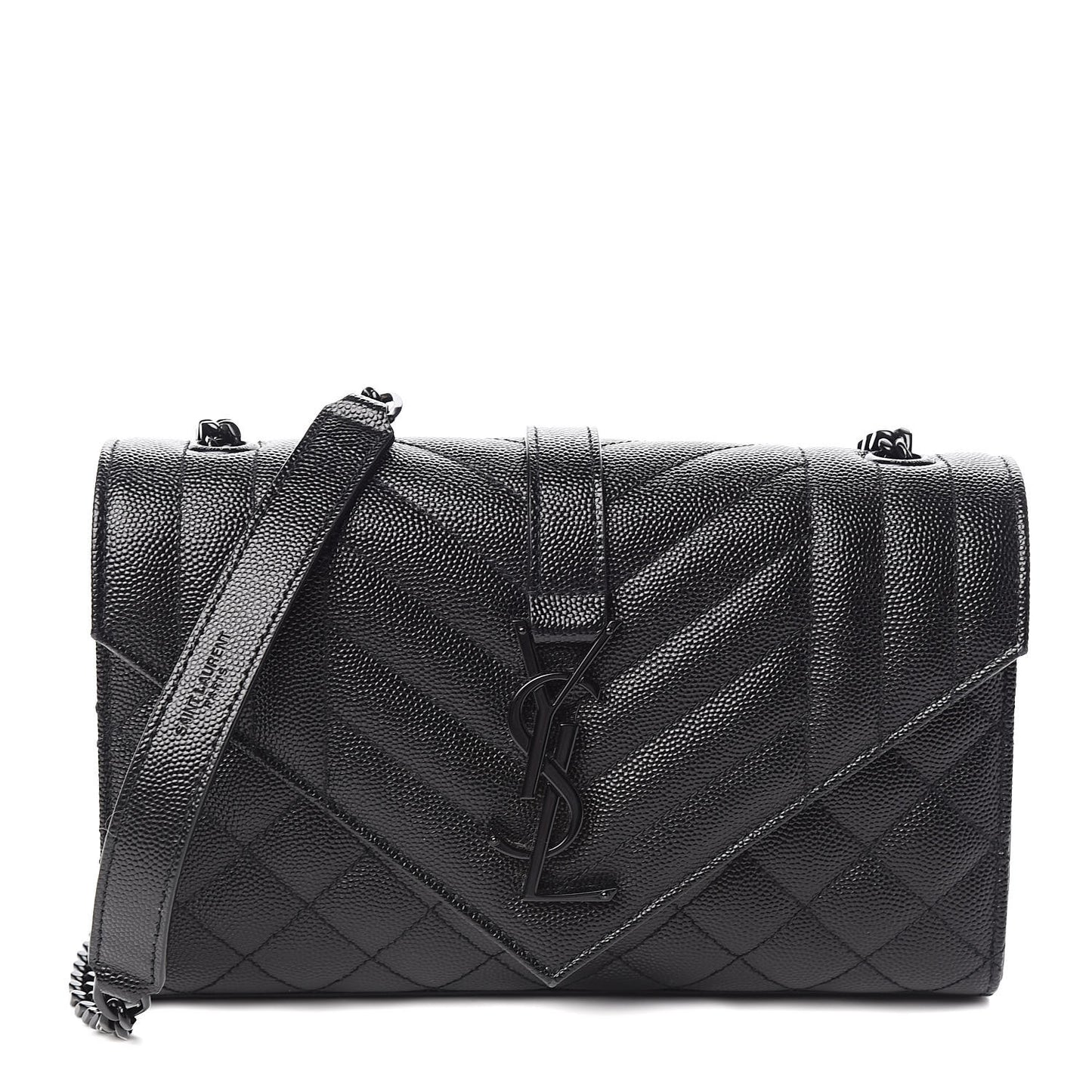 Grain De Poudre Textured Mixed Matelasse Triquilt Small Monogram Satchel Black