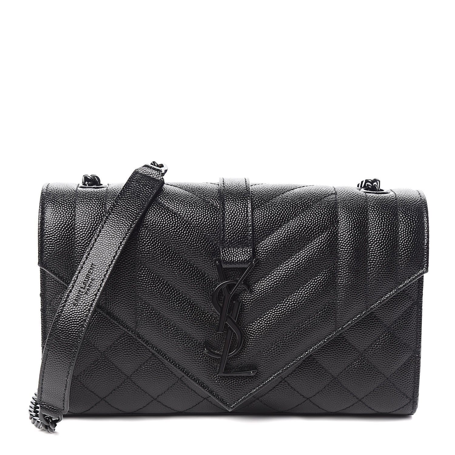 Saint Laurent Grain De Poudre Textured Mixed Matelasse Triquilt Small Monogram Satchel Black 1 of 9