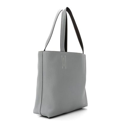Hermes Taurillon Clemence Evercolor Double Sens 28 Reversible Tote  Etain Bleu Glacier 5 of 16