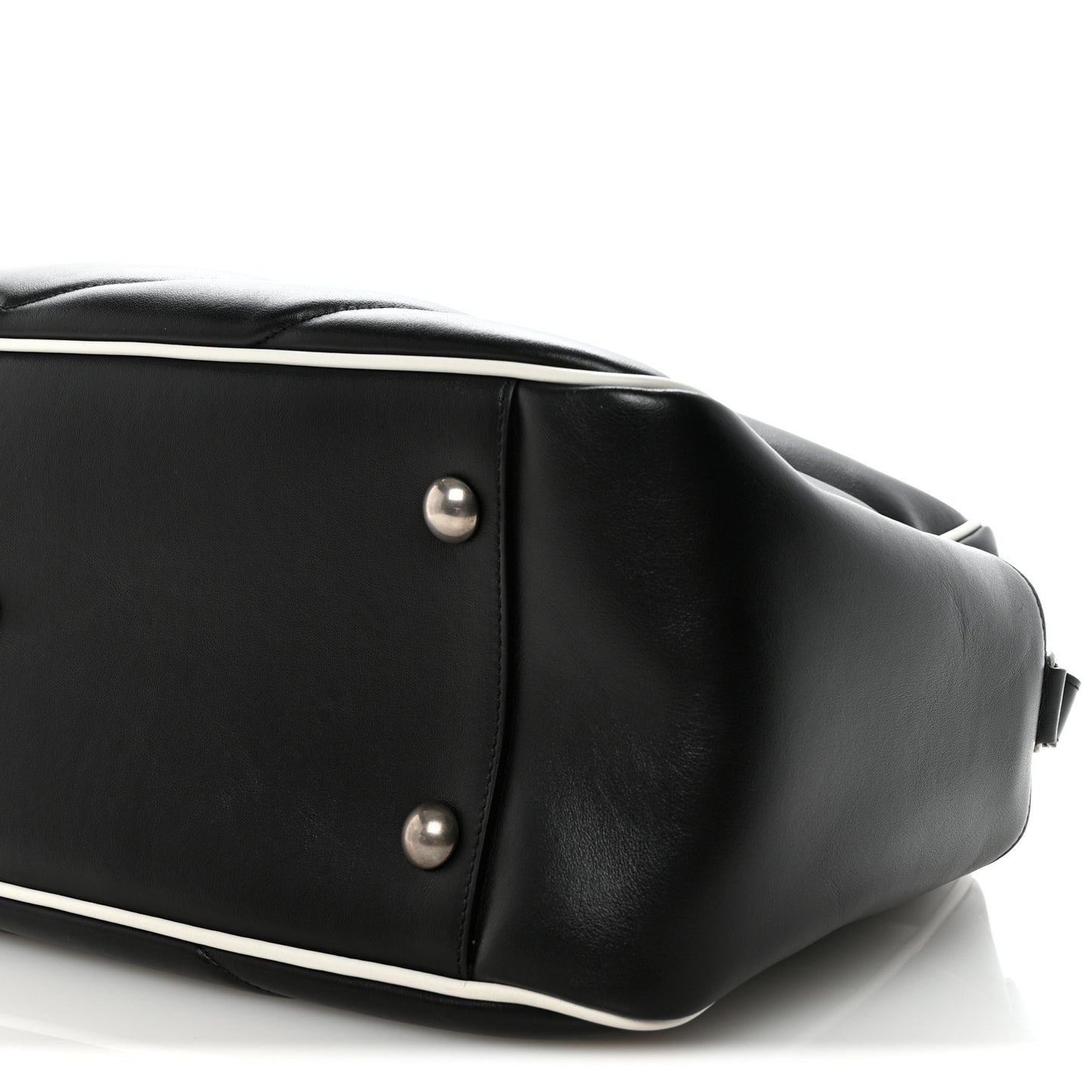 Calfskin Medium Miles Logo Bowler Duffel Bag Black