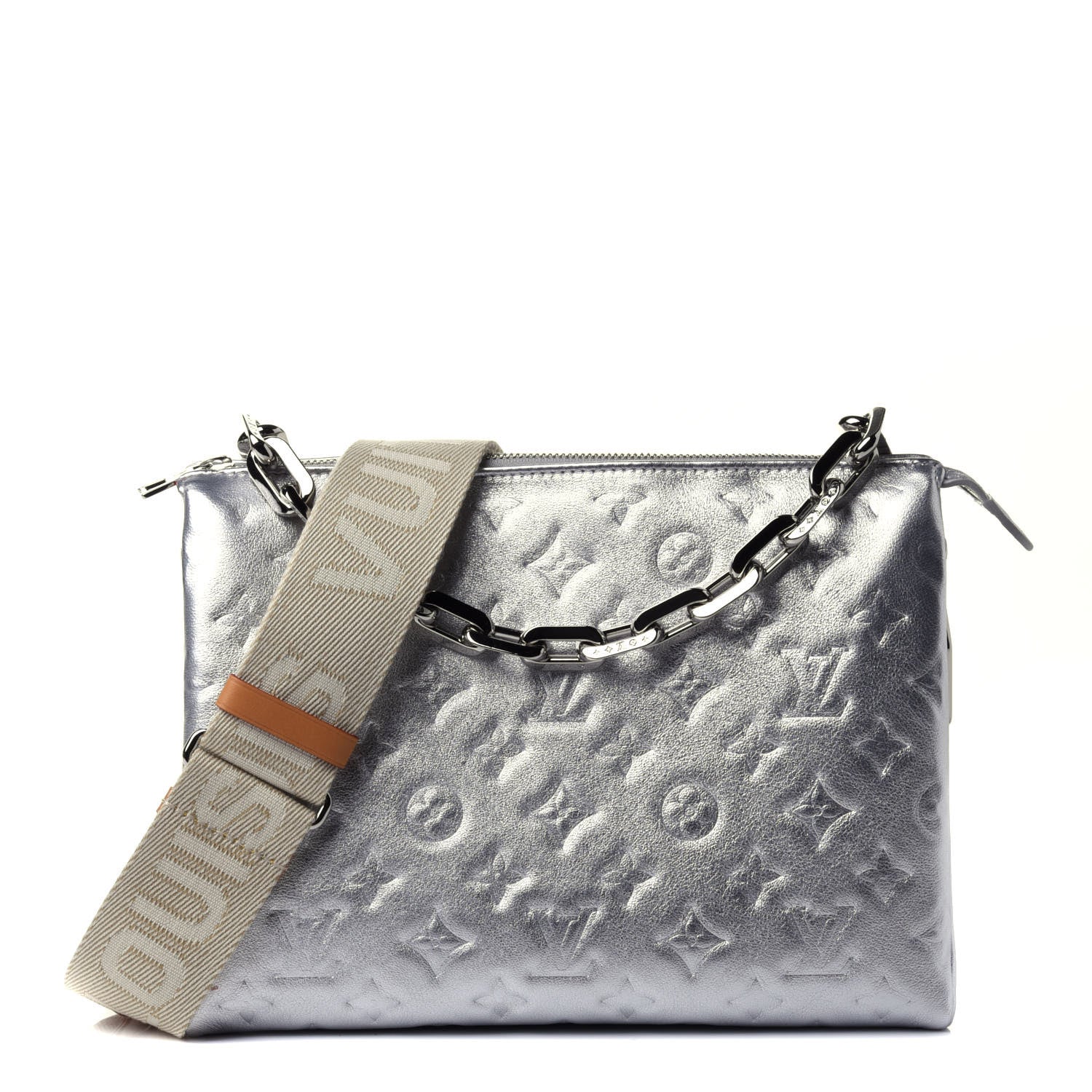 Louis Vuitton Metallic Lambskin Embossed Monogram Coussin PM Silver 1 of 4