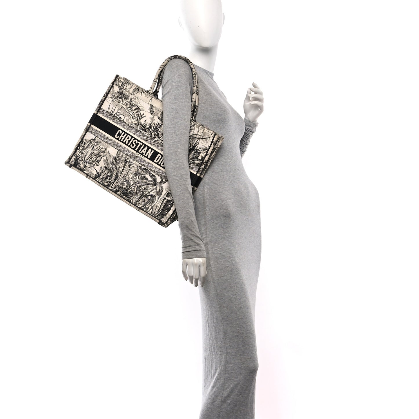 Canvas Embroidered Toile De Jouy Book Tote White Black