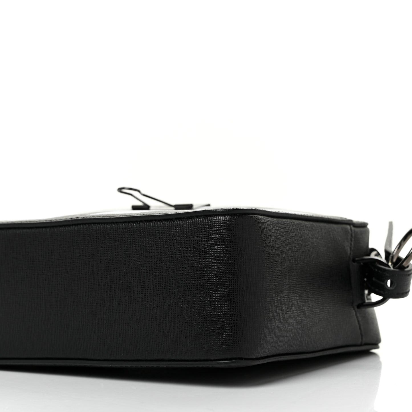 Saffiano Striped Diag Binder Belt Bag Black White