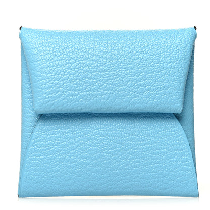 Hermes Chevre Mysore Bastia Verso Coin Purse Celeste Kraft 1 of 7