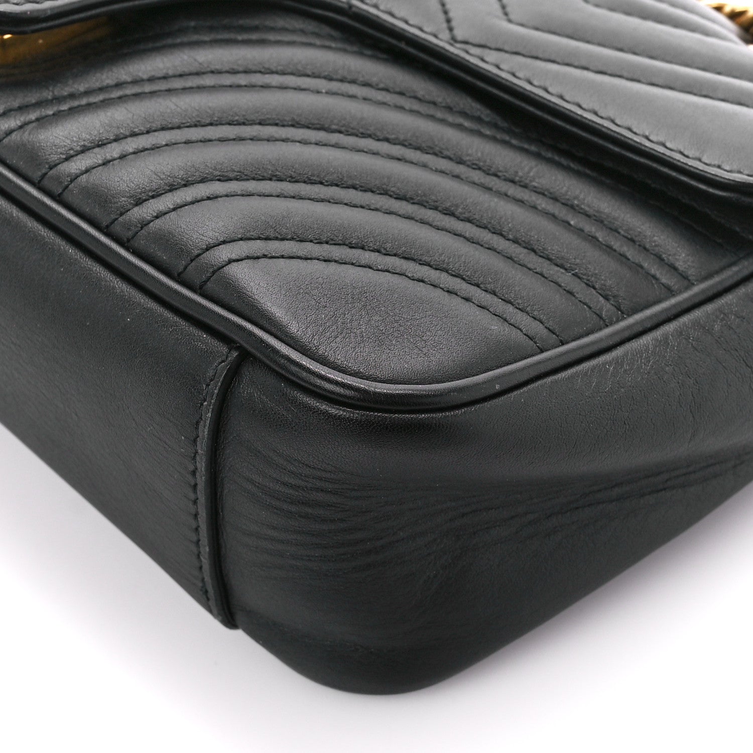 Gucci Calfskin Matelasse Small GG Marmont Shoulder Bag Black 11 of 11
