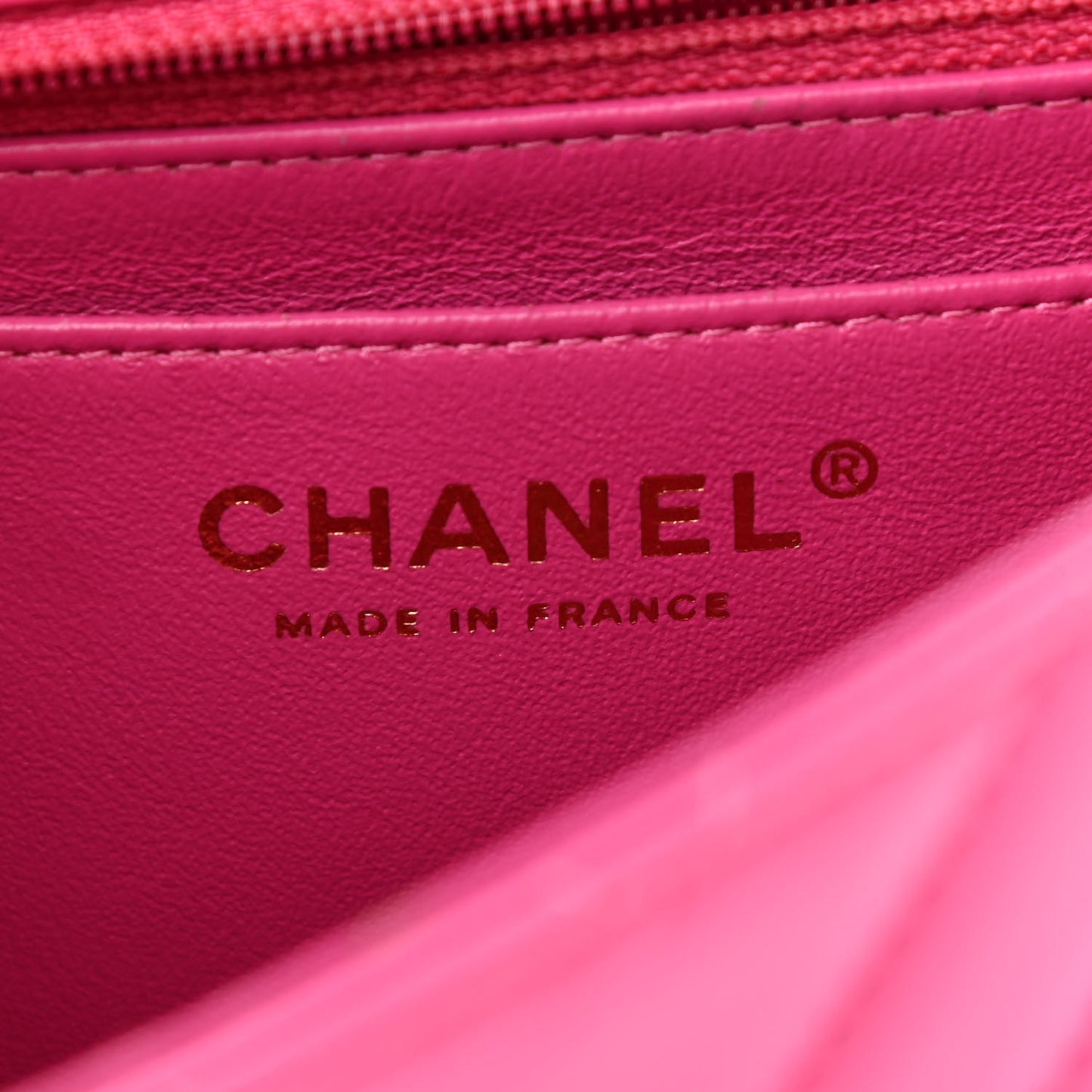 Lambskin Chevron Quilted Mini Rectangular Flap Dark Pink