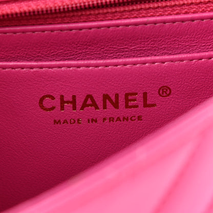 Chanel Lambskin Chevron Quilted Mini Rectangular Flap Dark Pink 6 of 9