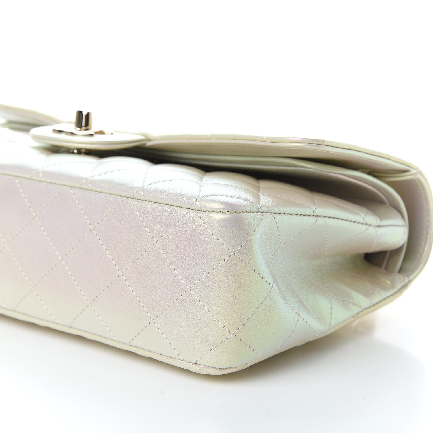 Chanel Iridescent Lambskin Quilted Medium Double Flap Ivory 6 of 10