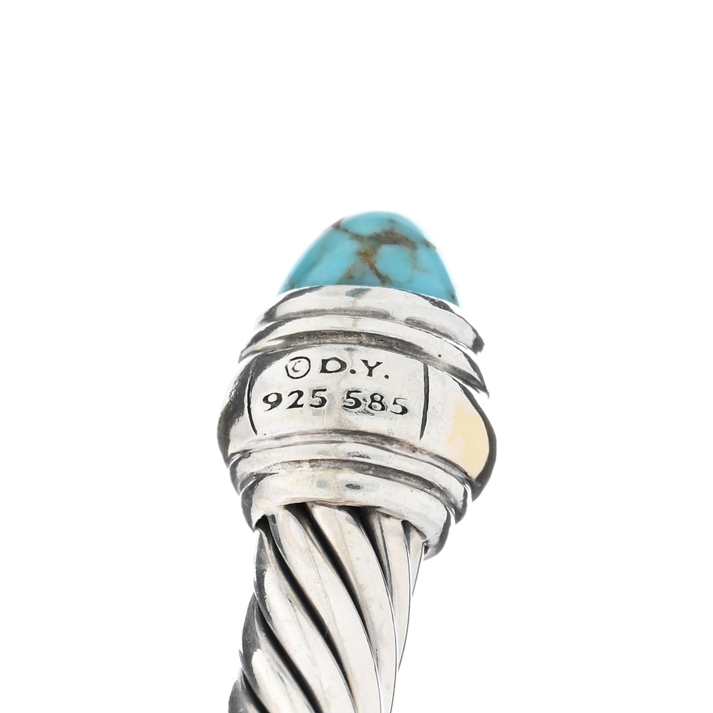 Sterling Silver 14K Yellow Gold Turquoise 5mm Cable Classics Bracelet