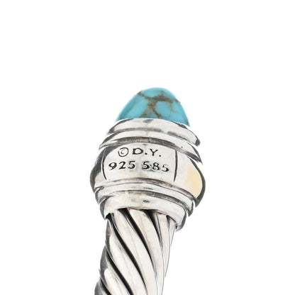 David Yurman Sterling Silver 14K Yellow Gold Turquoise 5mm Cable Classics Bracelet 3 of 3