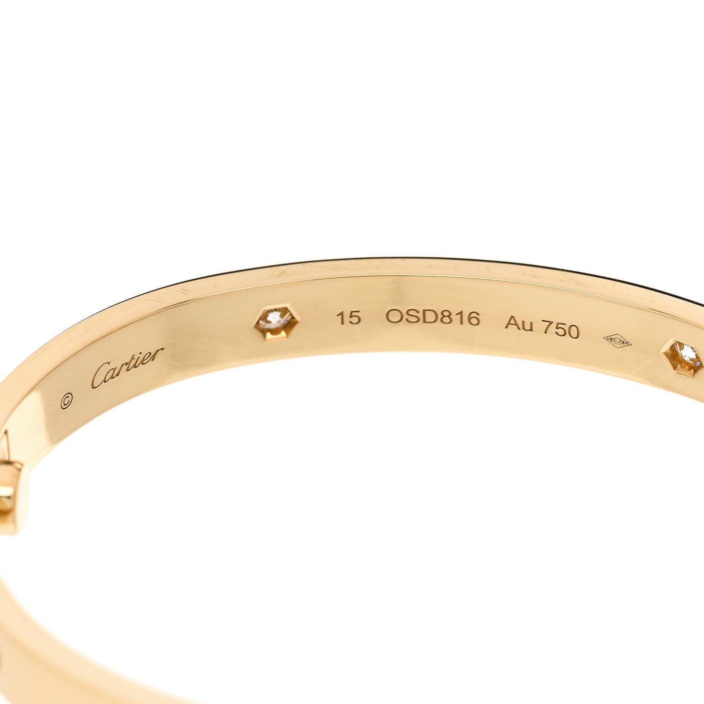 18K Yellow Gold 4 Diamond LOVE Bracelet 15