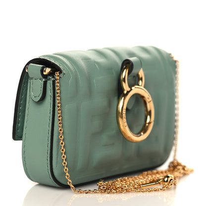 Fendi Nappa Matisse FF Embossed Nano Maxi Buckle Baguette Charm Menta 2 of 7