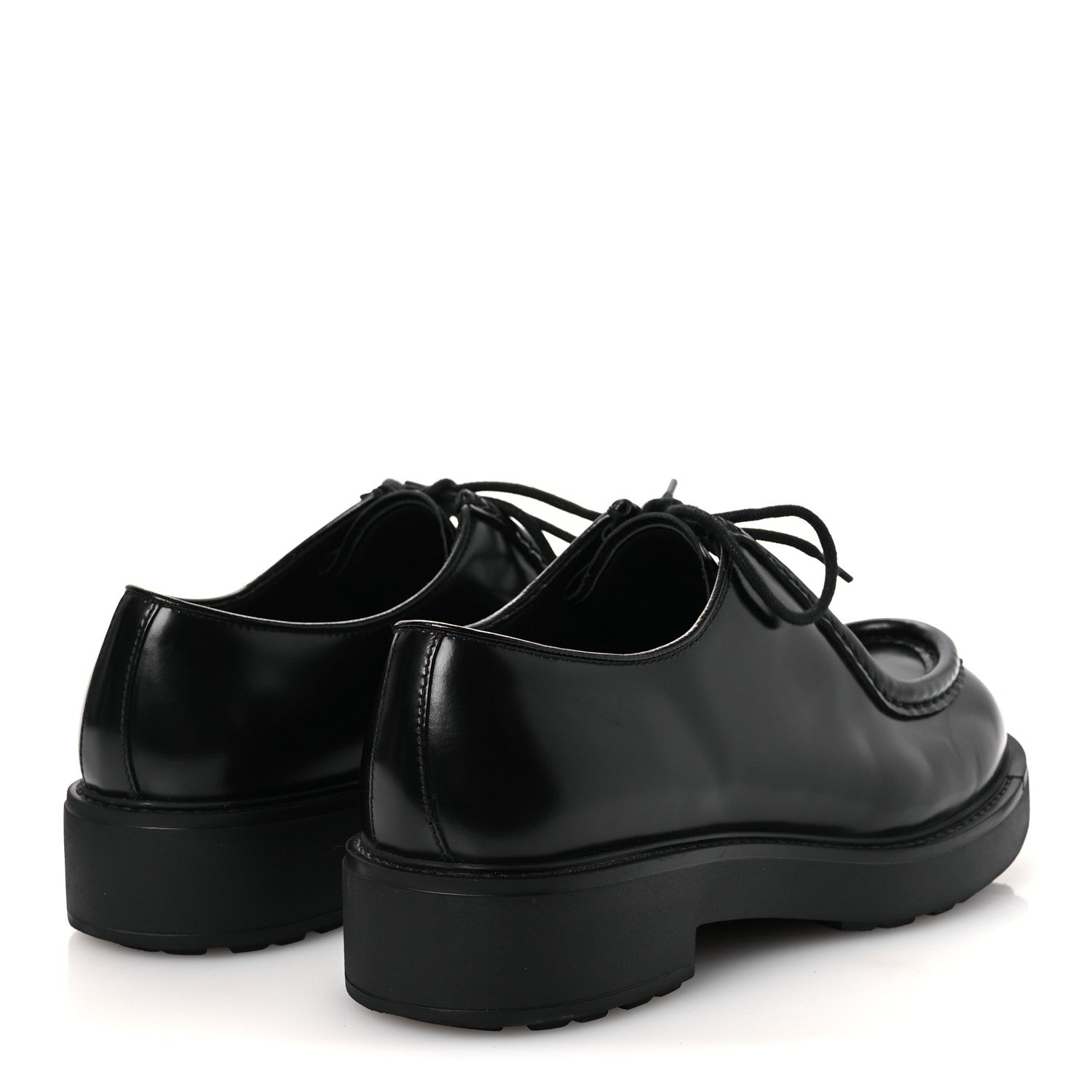 Prada Spazzolato Diapason Mens Lace Up Derby Loafers 9 Black 5 of 14