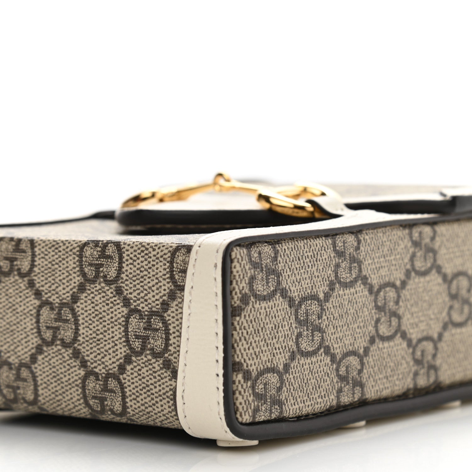 Gucci GG Supreme Monogram Azalea Calfskin Mini Horsebit 1955 Crossbody Bag Beige Ebony Mystic White 10 of 11