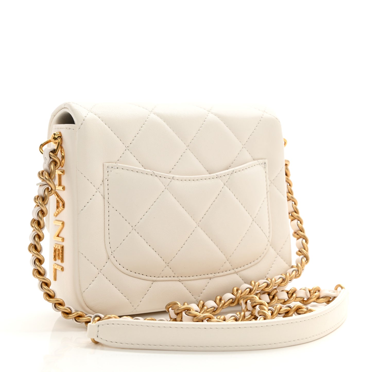 Lambskin Quilted Mini Side Note Flap White