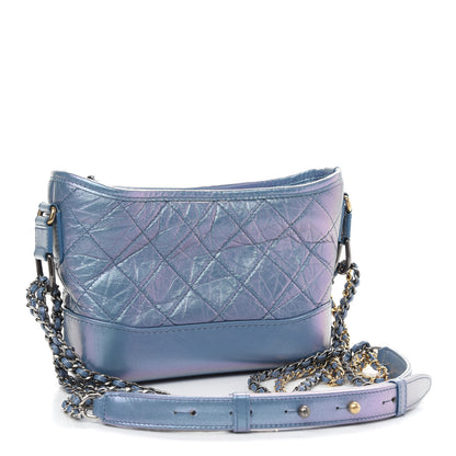 Chanel Iridescent Aged Calfskin Quilted Small Gabrielle Hobo Blue 3 of 9