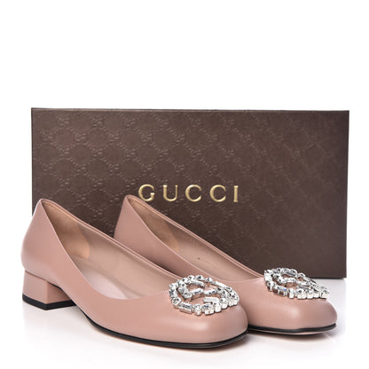 Gucci Nappa Crystal Interlocking G Low Heel Pumps 36.5 Dark Cipria 9 of 9