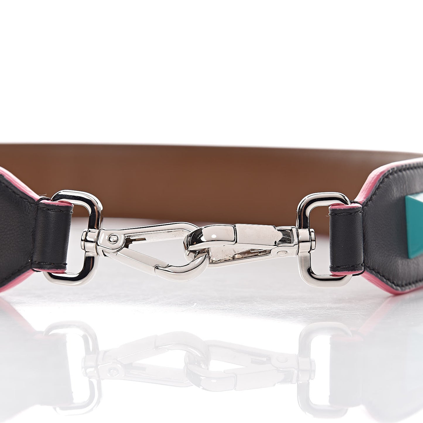 Vitello Dolce Plexiglass Bi-Color Studded Strap You Black Brownie Multicolor