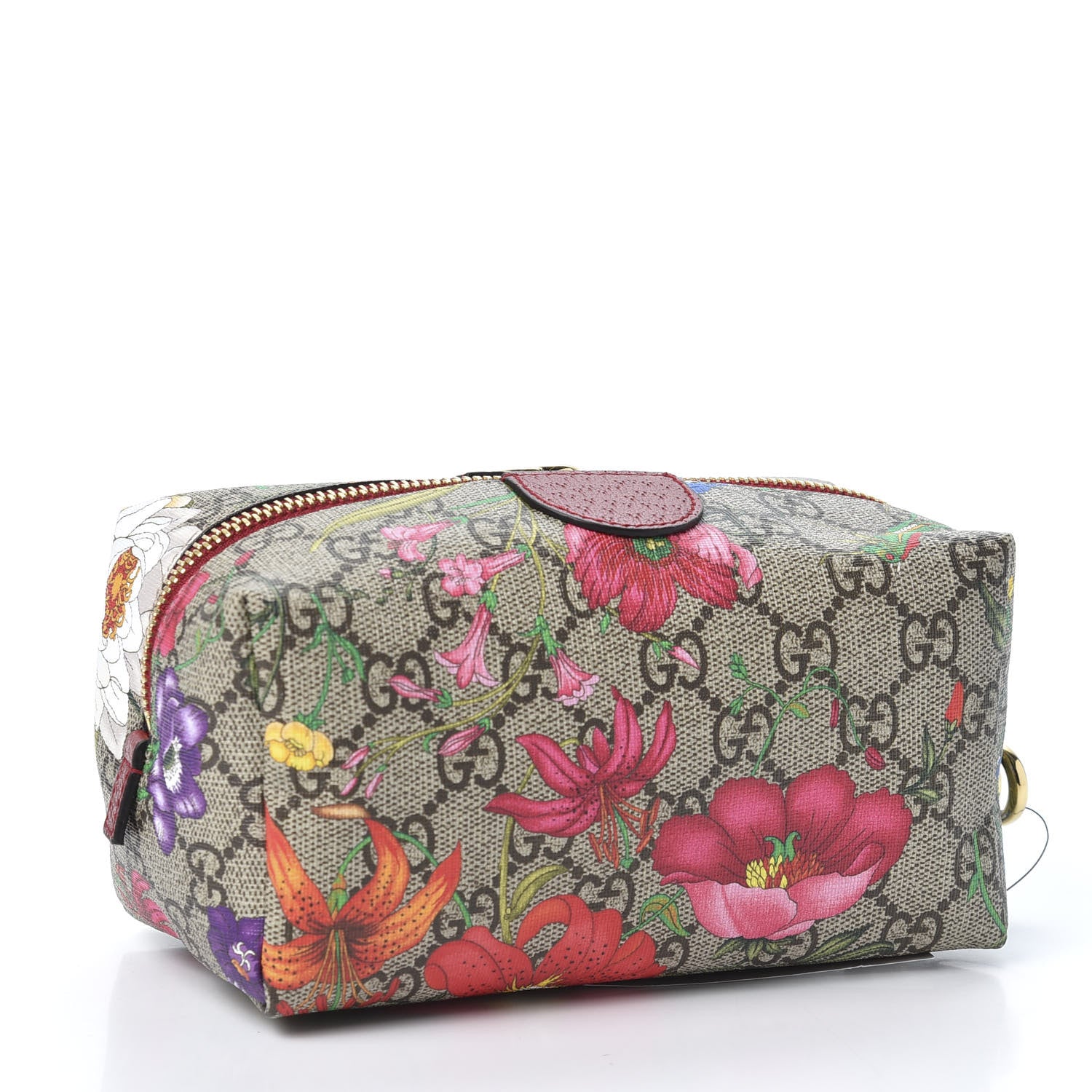 Gucci Soft GG Supreme Monogram Flora Calfskin Medium Ophidia Cosmetic Case Beige Ebony Multicolor Rosso 2 of 8