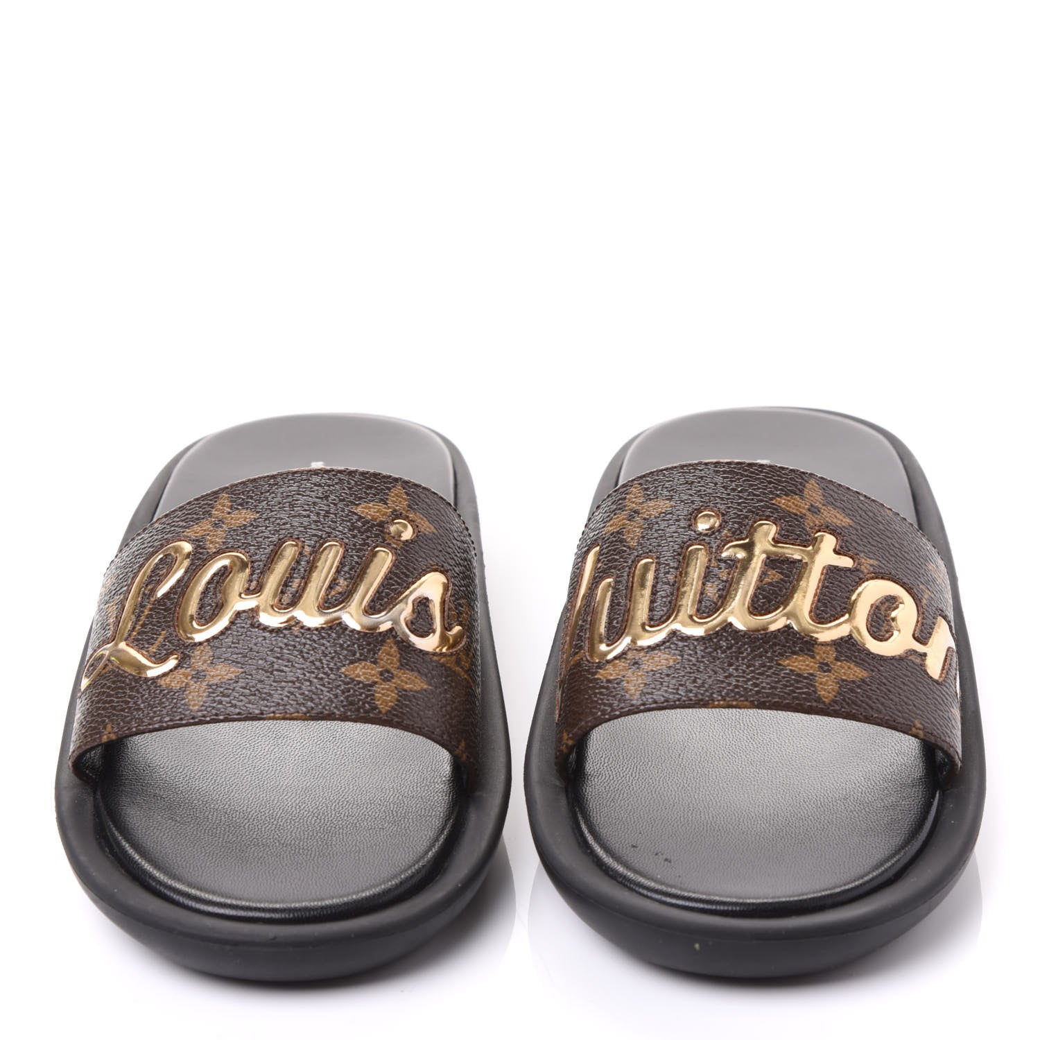 Louis Vuitton Metallic Calfskin Monogram Logo Sunbath Slide Sandals 36 3 of 9