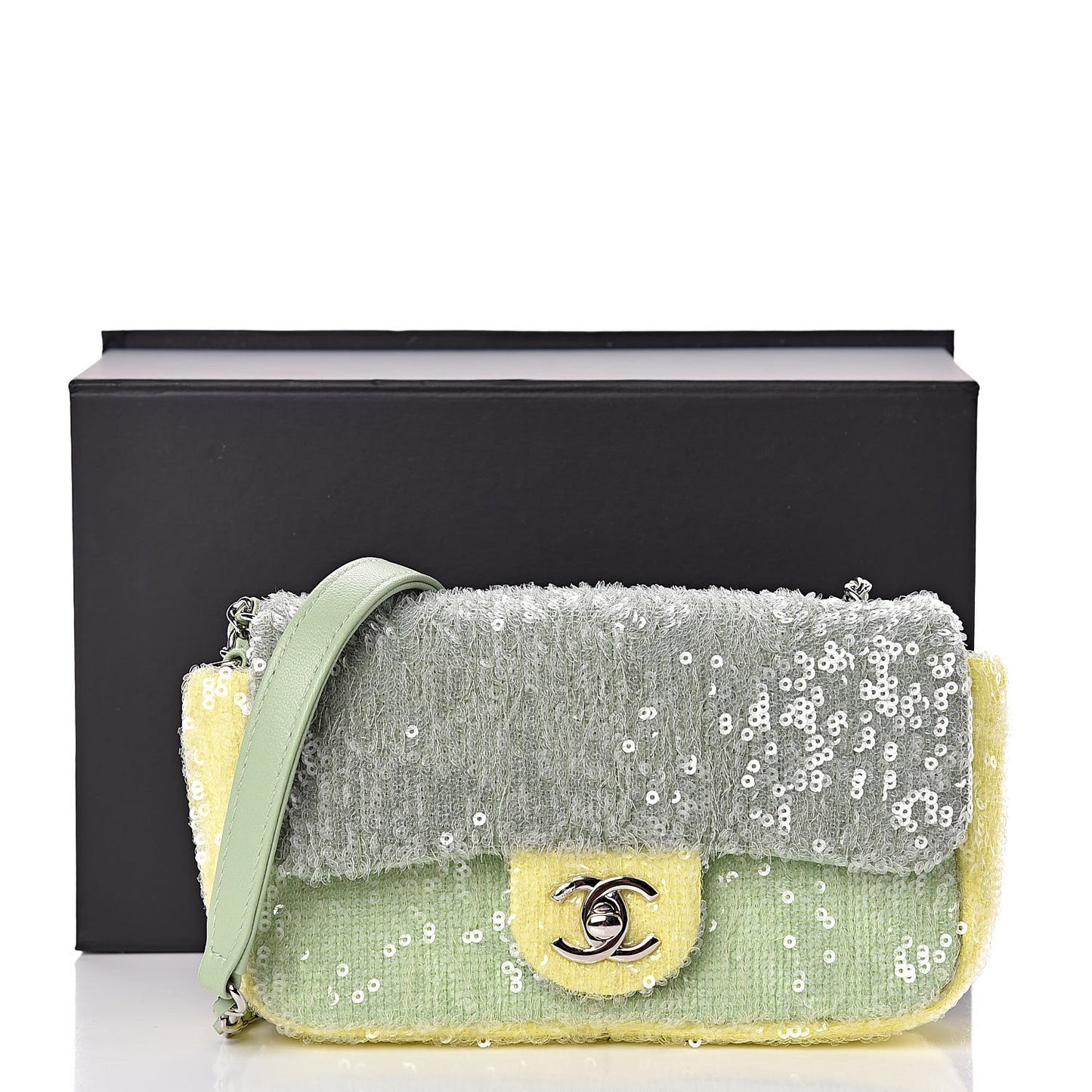 Sequin Mini Waterfall Flap Green Light Green Yellow