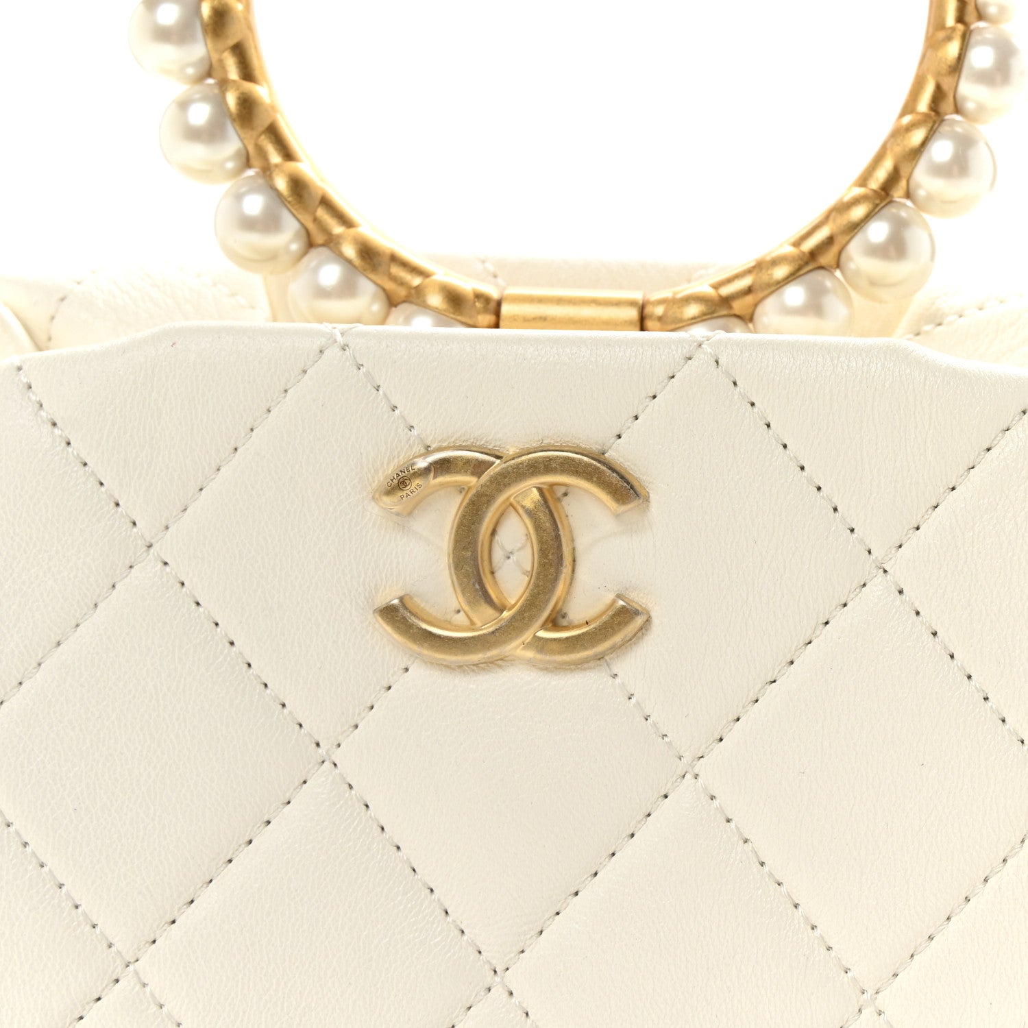 Chanel Lambskin Quilted Pearl Crown Clutch Bag White 8 of 11